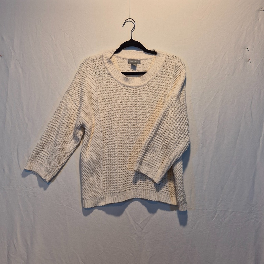 PALETTE Beige Waffel Knit Sweater  Womens XL Classic Bohemian Beach Ski